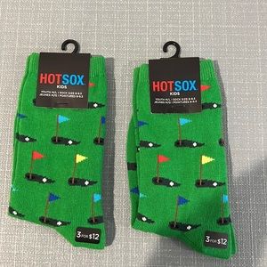 Boys Hot Sox golf themed socks in size M/L 13-3 shoes size